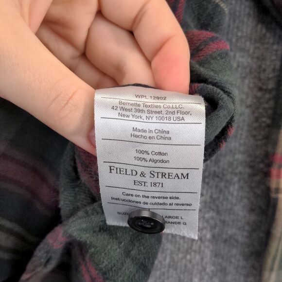 Field & Stream Button Up Shirt Men's Large Long Sleeve Multicolor Plaid Cotton - Picture 9 of 12